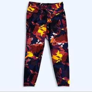 Old Navy Multicolor Floral Camo Leggings — Navy, Yellow, Maroon, Pink